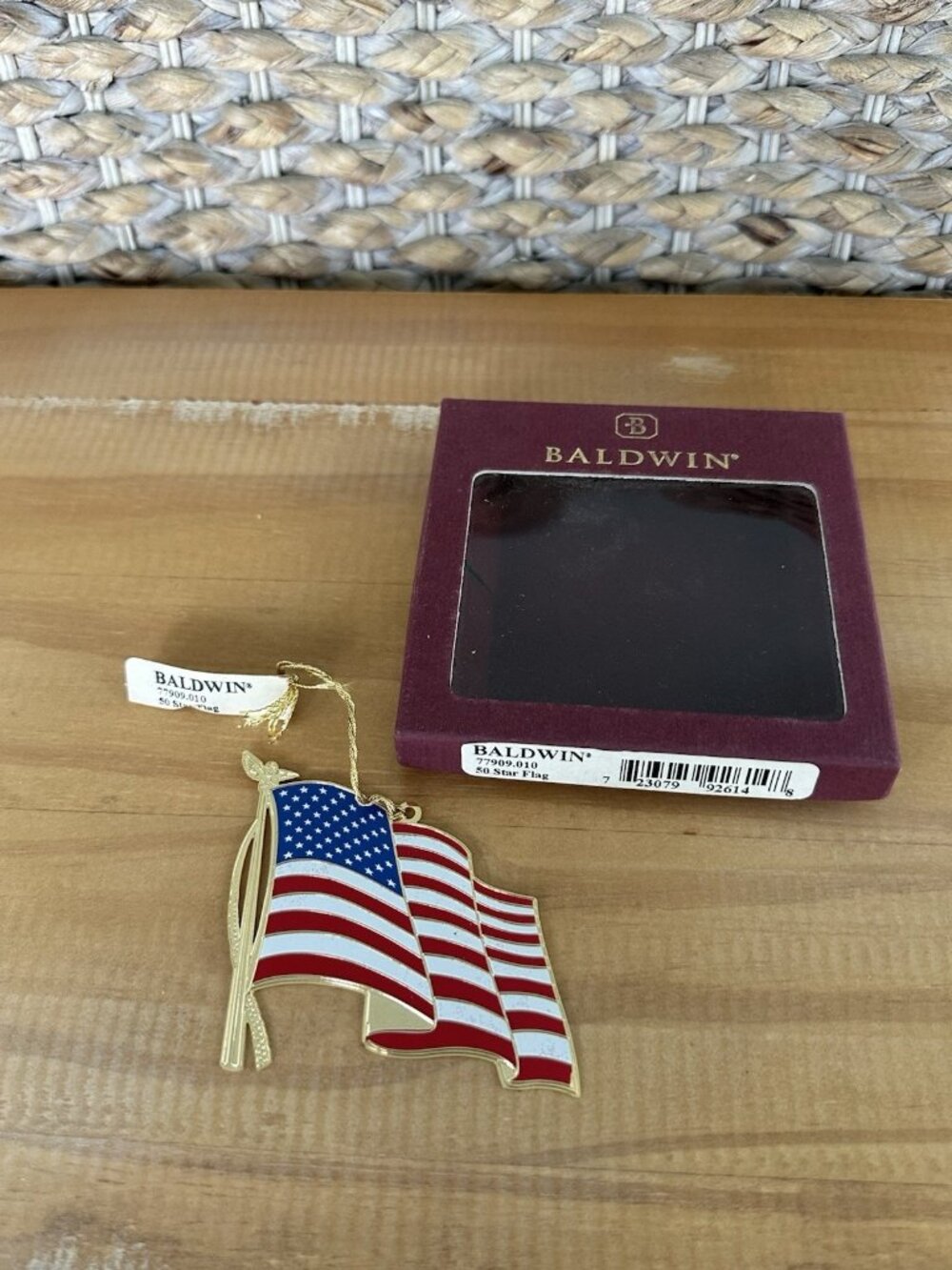 Baldwin Brass 50 Star Flag Christmas Ornament 2001 US Flag USA EUC 77909.010